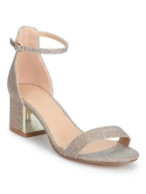 Rose Gold Shimmer Double Shaded Low Block Heels