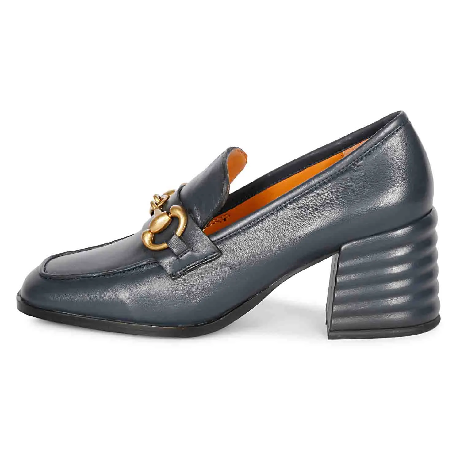 Saint Valentina Navy Leather Handcrafted Moccasins