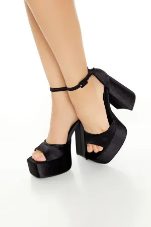 Satin Platform Block Heels