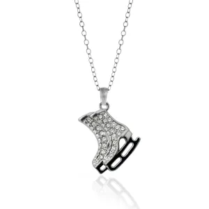 Silver Ice Skates Charm Classic Necklace