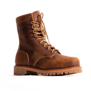 Silverado Mens 8in Lumberjack Shipyard Tan Leather Work Boots