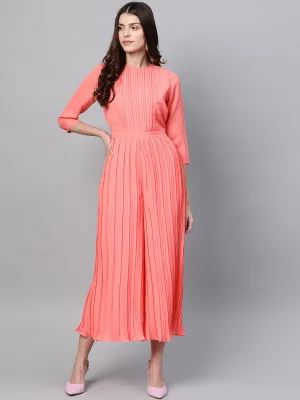 Solid Pleated Elegant Jumpsuit