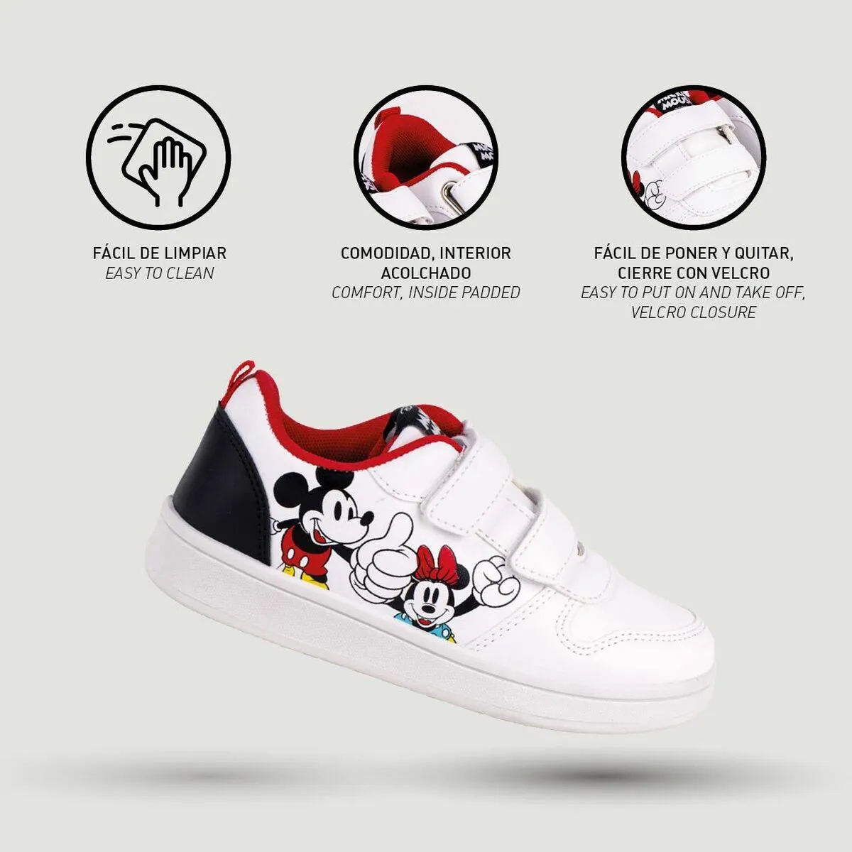 Sports Shoes for Kids Mickey Mouse Velcro White