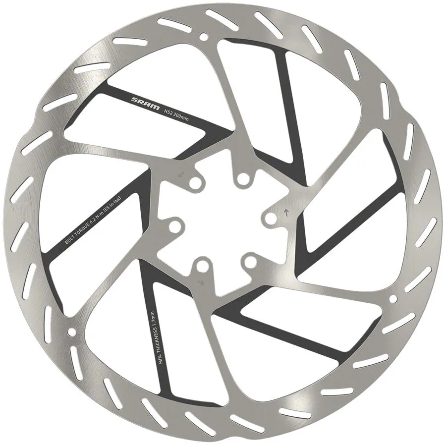 SRAM HS2 Disc Brake Rotor - 200mm, 6-Bolt, Rounded, Silver/Black