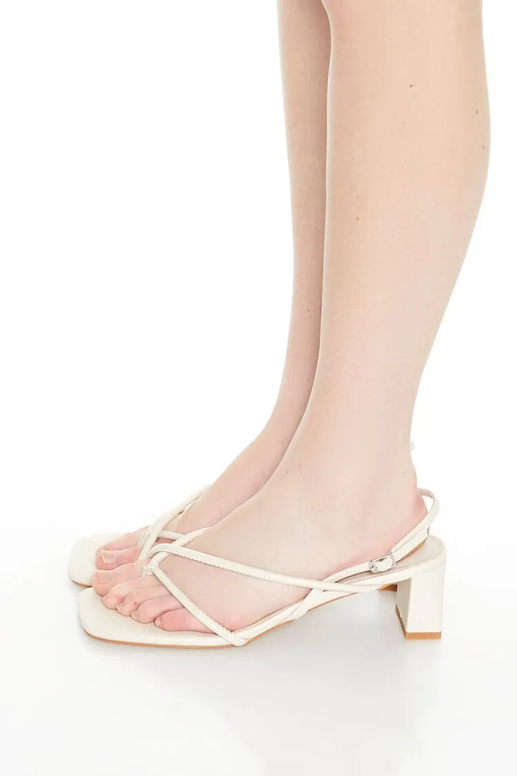 Strappy Square-Toe Block Heels