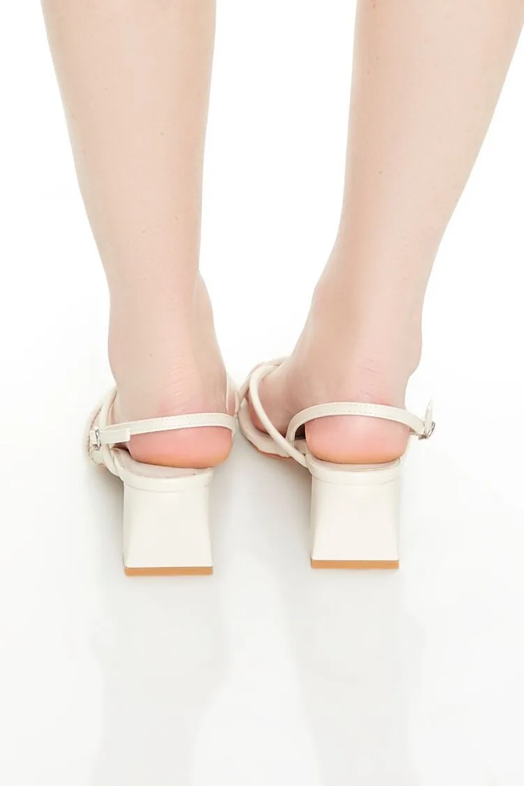 Strappy Square-Toe Block Heels