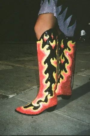 The Flame Hand-embellished Even Cowboy Boots