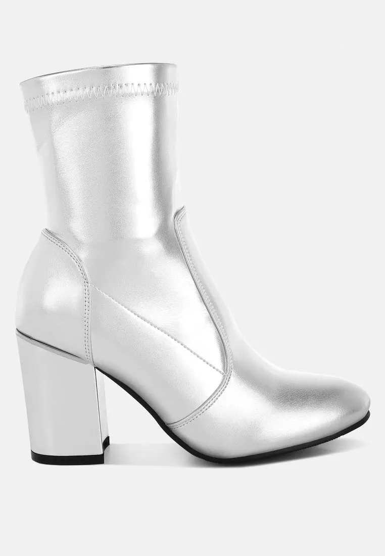 Tirana Metallic Pleather Sock Boots