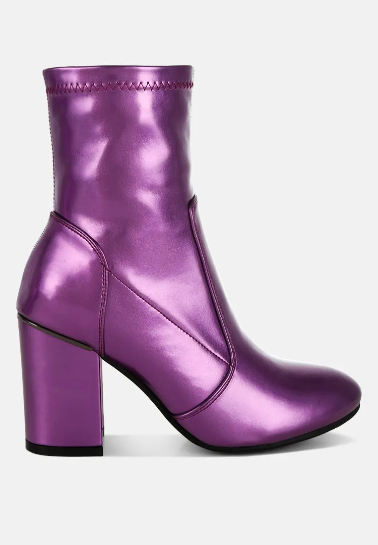 Tirana Metallic Pleather Sock Boots