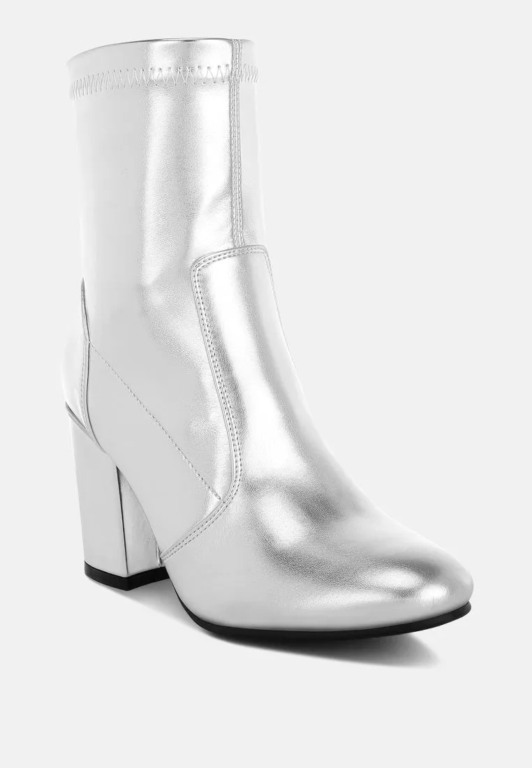 Tirana Metallic Pleather Sock Boots