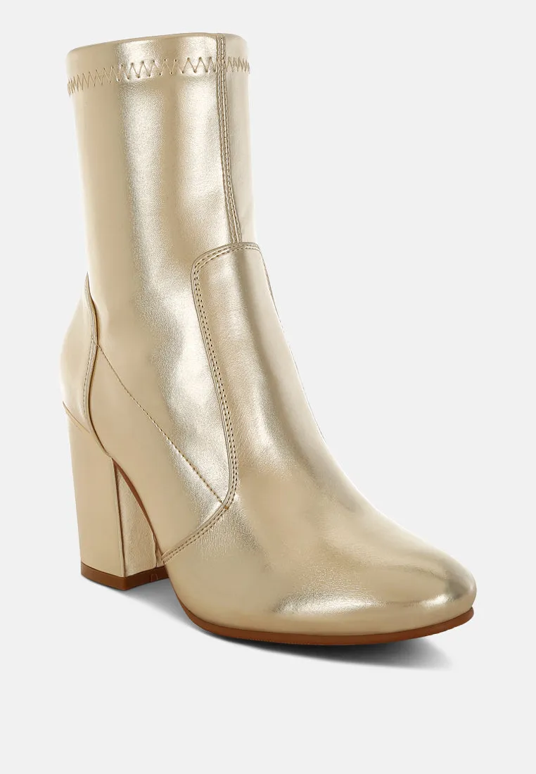 Tirana Metallic Pleather Sock Boots