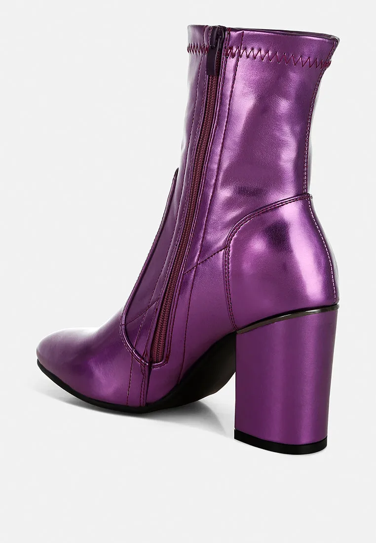 Tirana Metallic Pleather Sock Boots