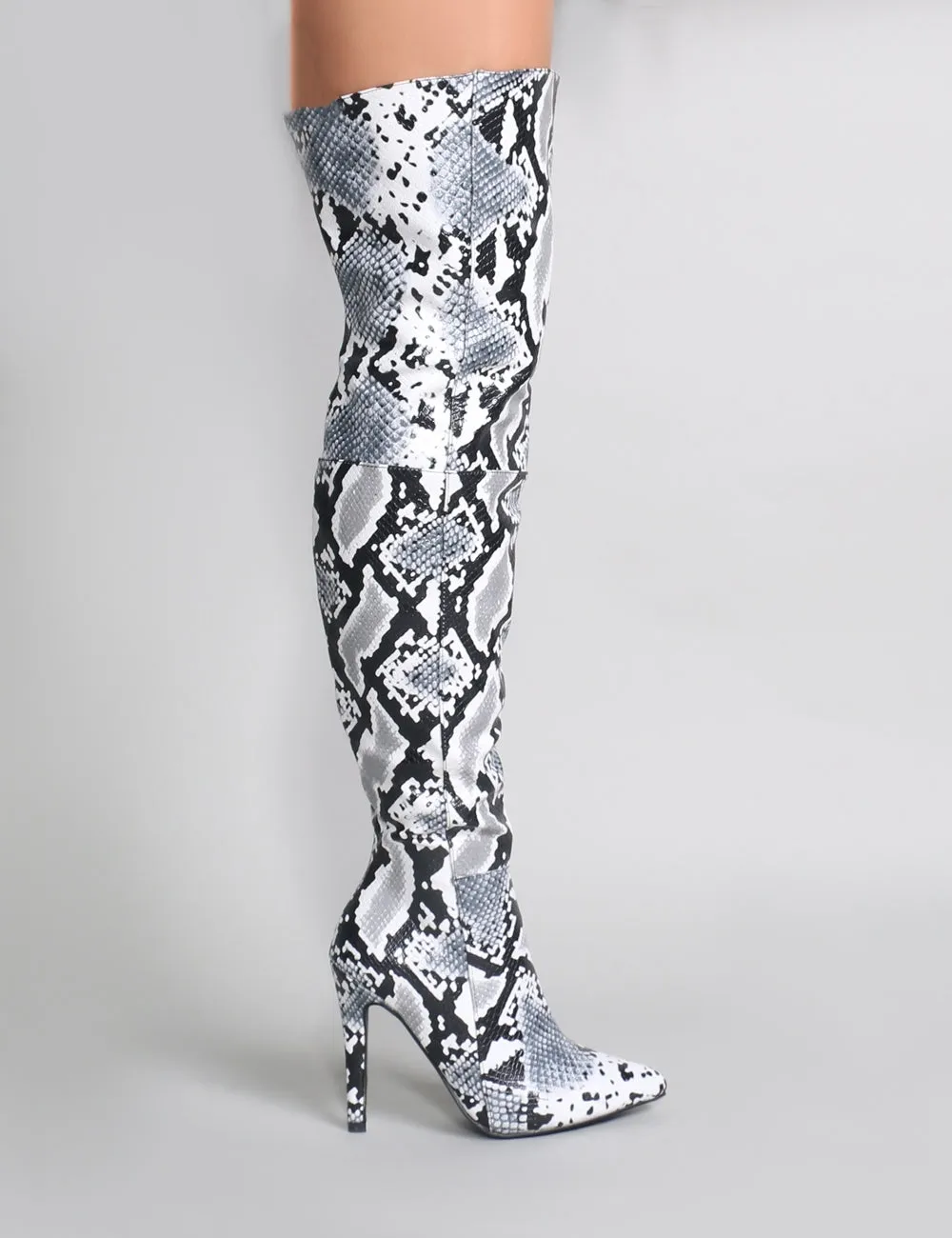 Tosia Over the Knee Boots in Snake Print