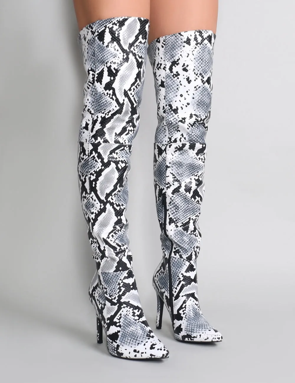 Tosia Over the Knee Boots in Snake Print