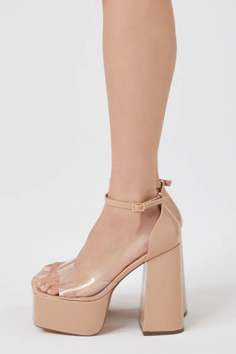 Transparent Platform Block Heels