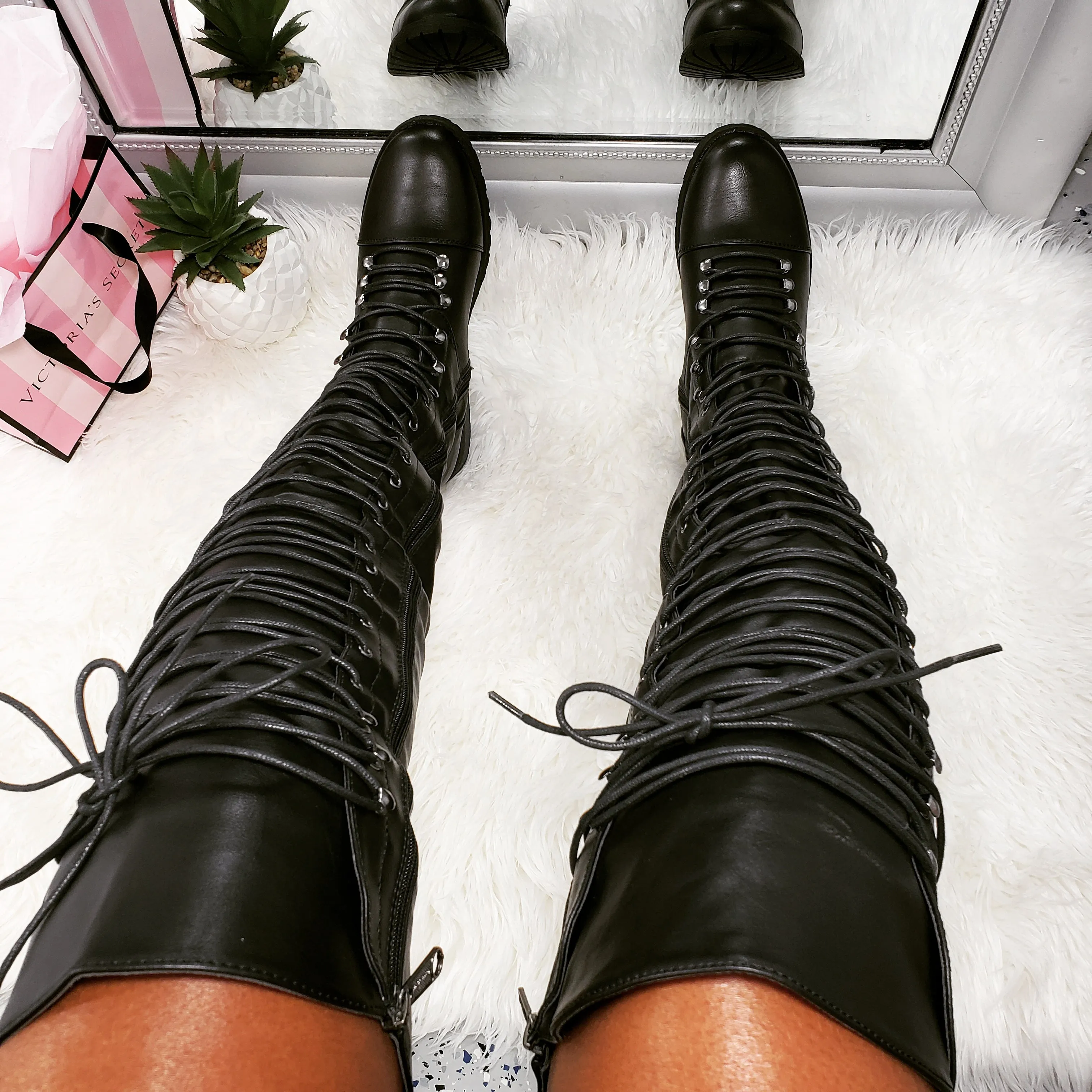 Travis~Extreme Thigh High Black Boot