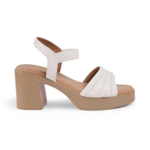 Tresmode Menzo White Women's Dress Block Heel Sandals