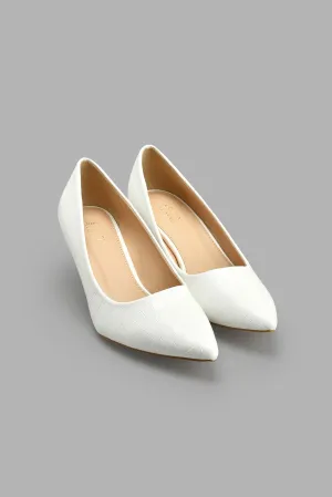 White Embossed Court Shoe