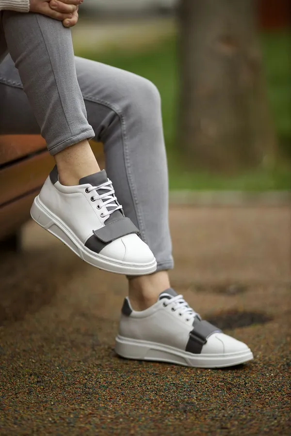 White Mid Top Buckle Sneakers for Men | GentWith