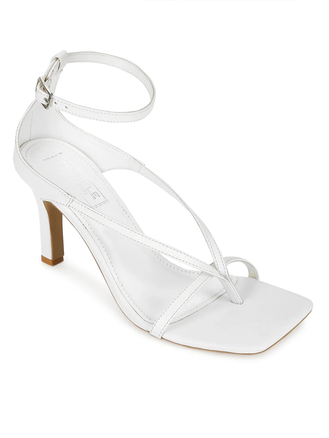 White PU Pointed Heel Strappy Stilettos (TC-RLST24-WHT)