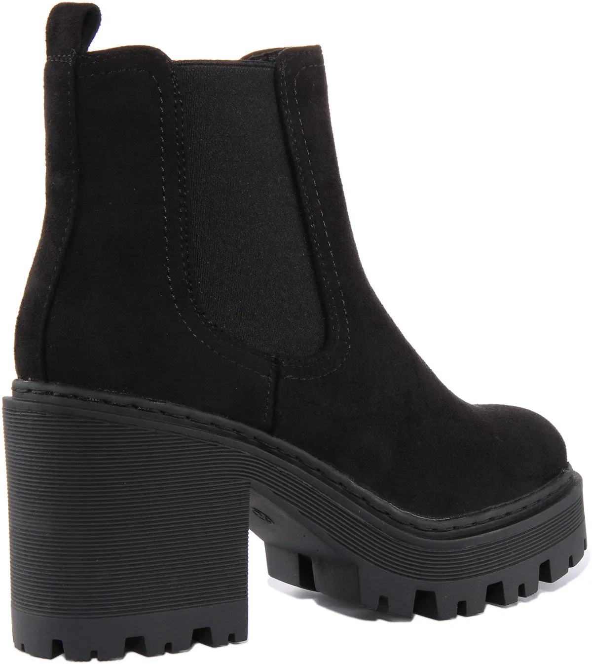 Womens Chunky Sole Chelsea In Black Suede