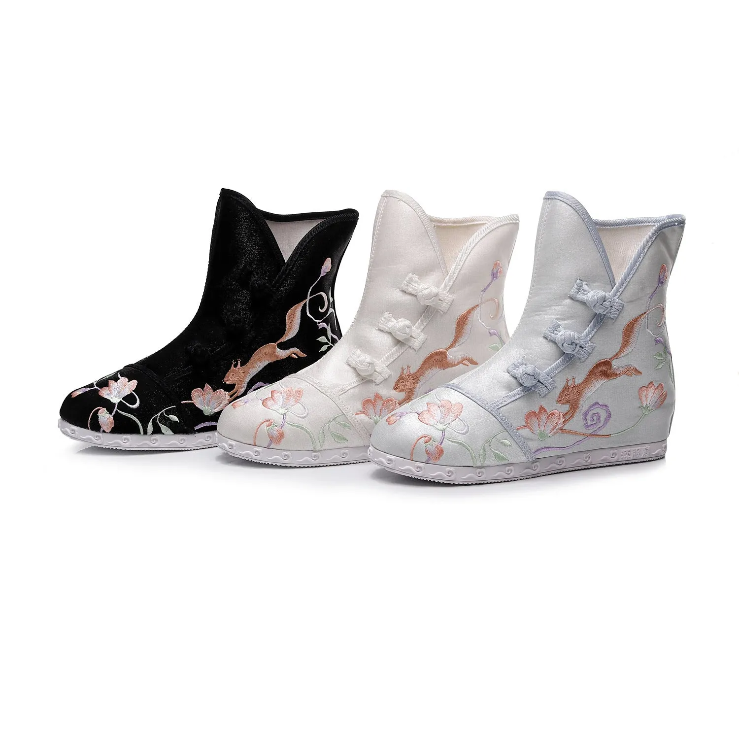 Women's Embroidered Height Increasing Insole Ethnic Style Boots