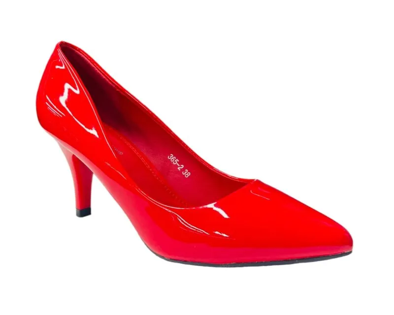 Women's Faux Patent Leather Stiletto Heel Court Shoes