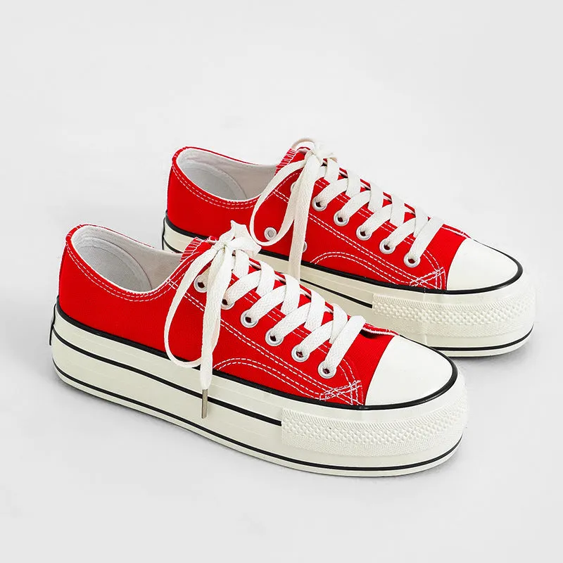 Women's High-low Top Height Increasing Classic Canvas Shoes