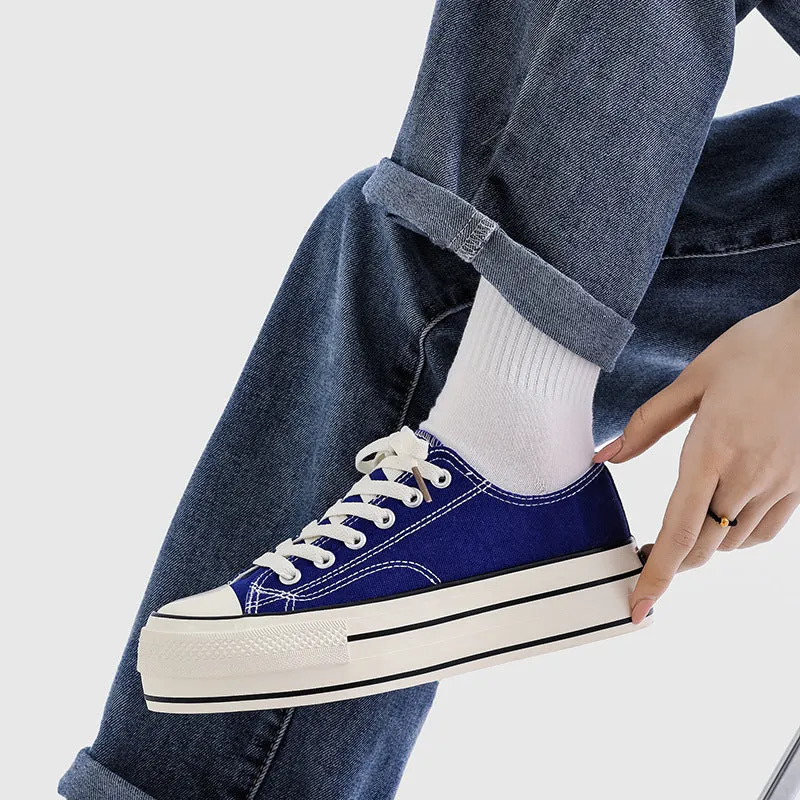 Women's High-low Top Height Increasing Classic Canvas Shoes