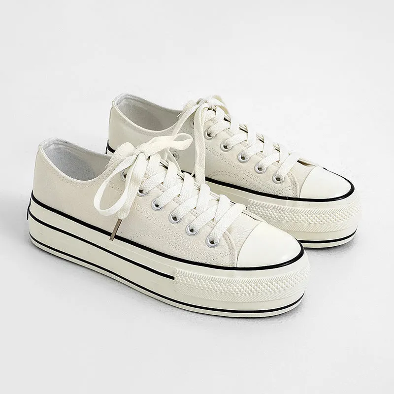 Women's High-low Top Height Increasing Classic Canvas Shoes