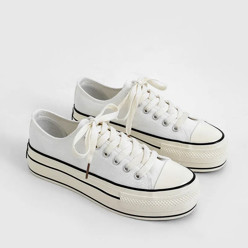 Women's High-low Top Height Increasing Classic Canvas Shoes