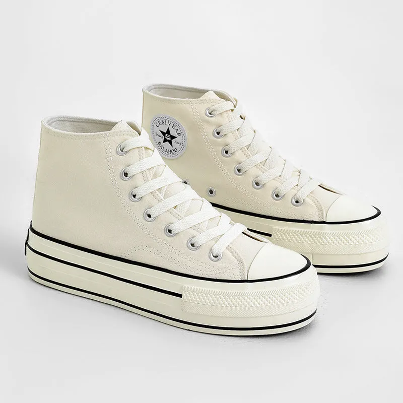 Women's High-low Top Height Increasing Classic Canvas Shoes