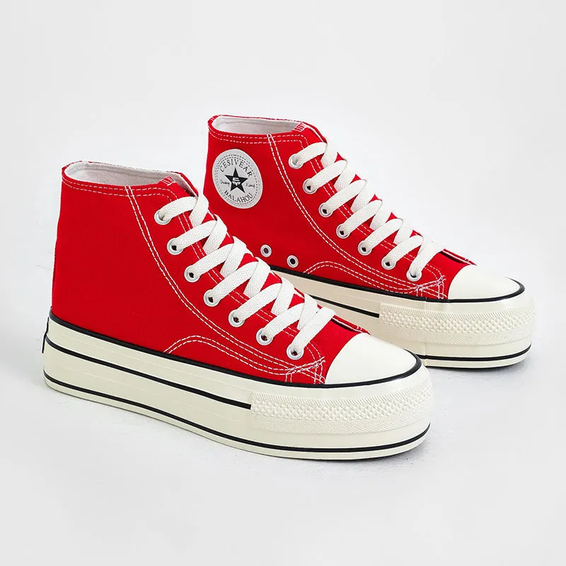 Women's High-low Top Height Increasing Classic Canvas Shoes