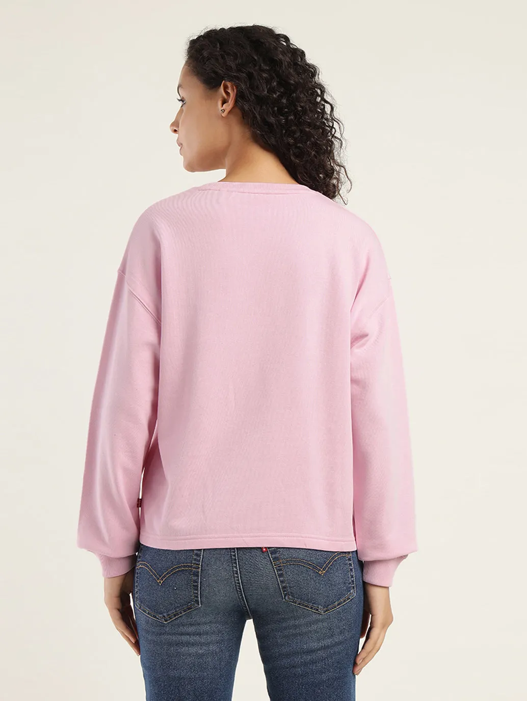 Women's Solid Lilac Crew Neck Sweatshirt