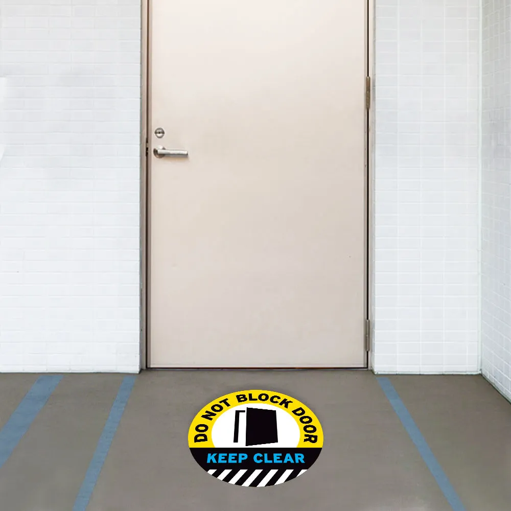 Yellow Do Not Block Door Keep Clear Floor Decal