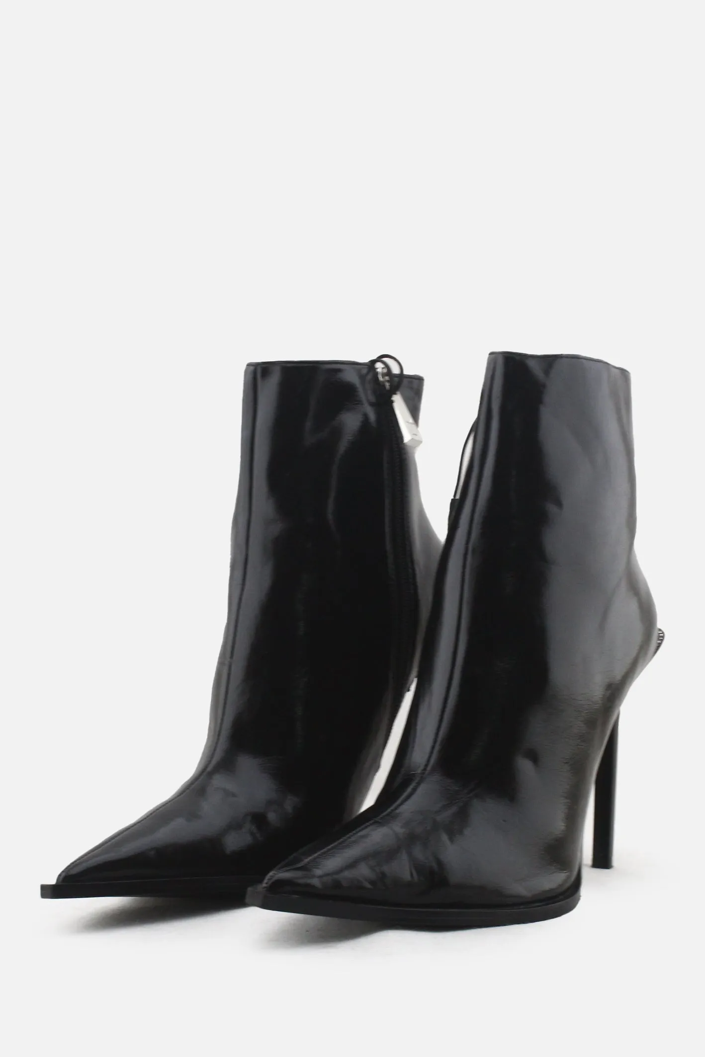 Zara Zipper Stilettos Heels Ankle Boots | 100% Synthetic Leather